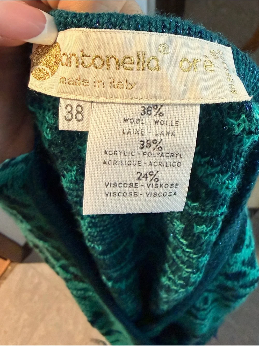 NWT VTG Antonella Ore Italy Metallic Knit Twinset Cardigan Sleeveless Turtleneck